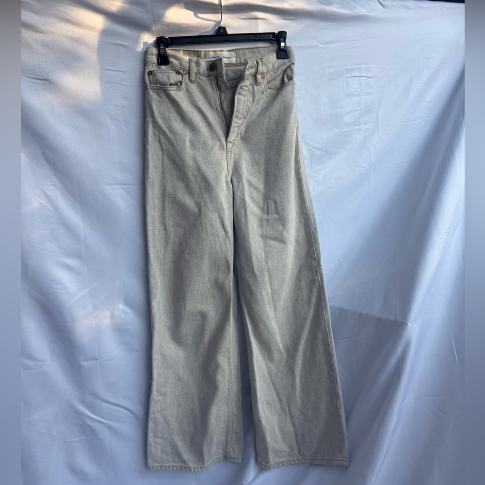 Samsøe Samsøe Wide-Leg Jeans – Light Beige / Ecru – Premium Eco Denim size 24/30